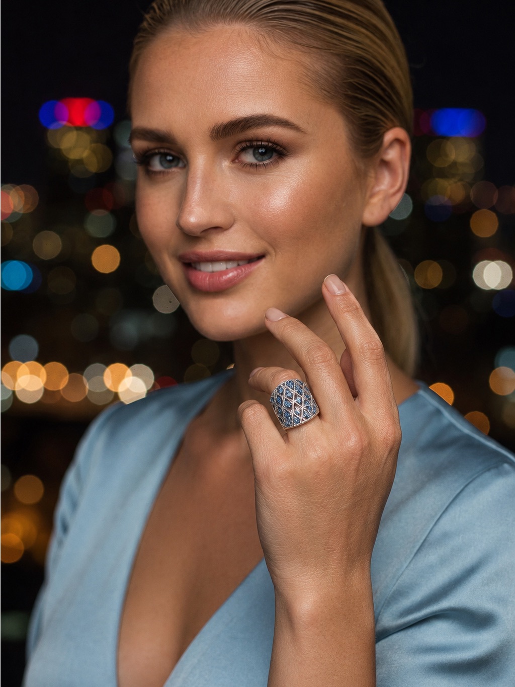 925 Sterling Silver White Sapphire Cocktail Ring